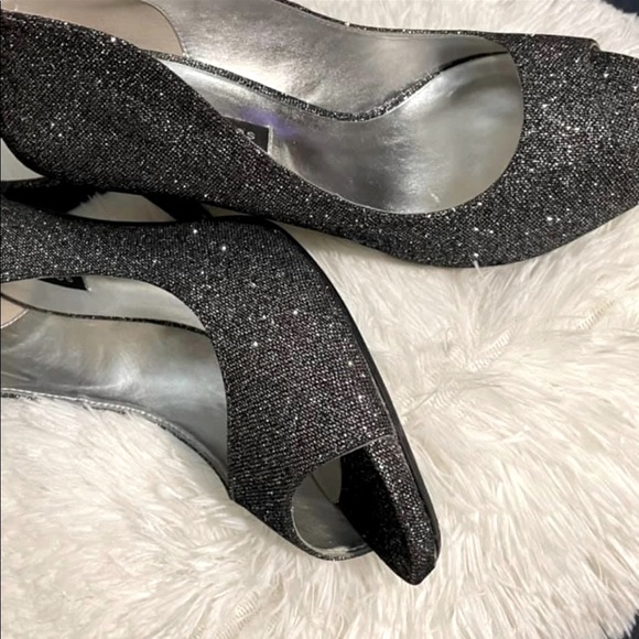 Caparros Elegant Black Silver Heels. - Picture 4 of 5